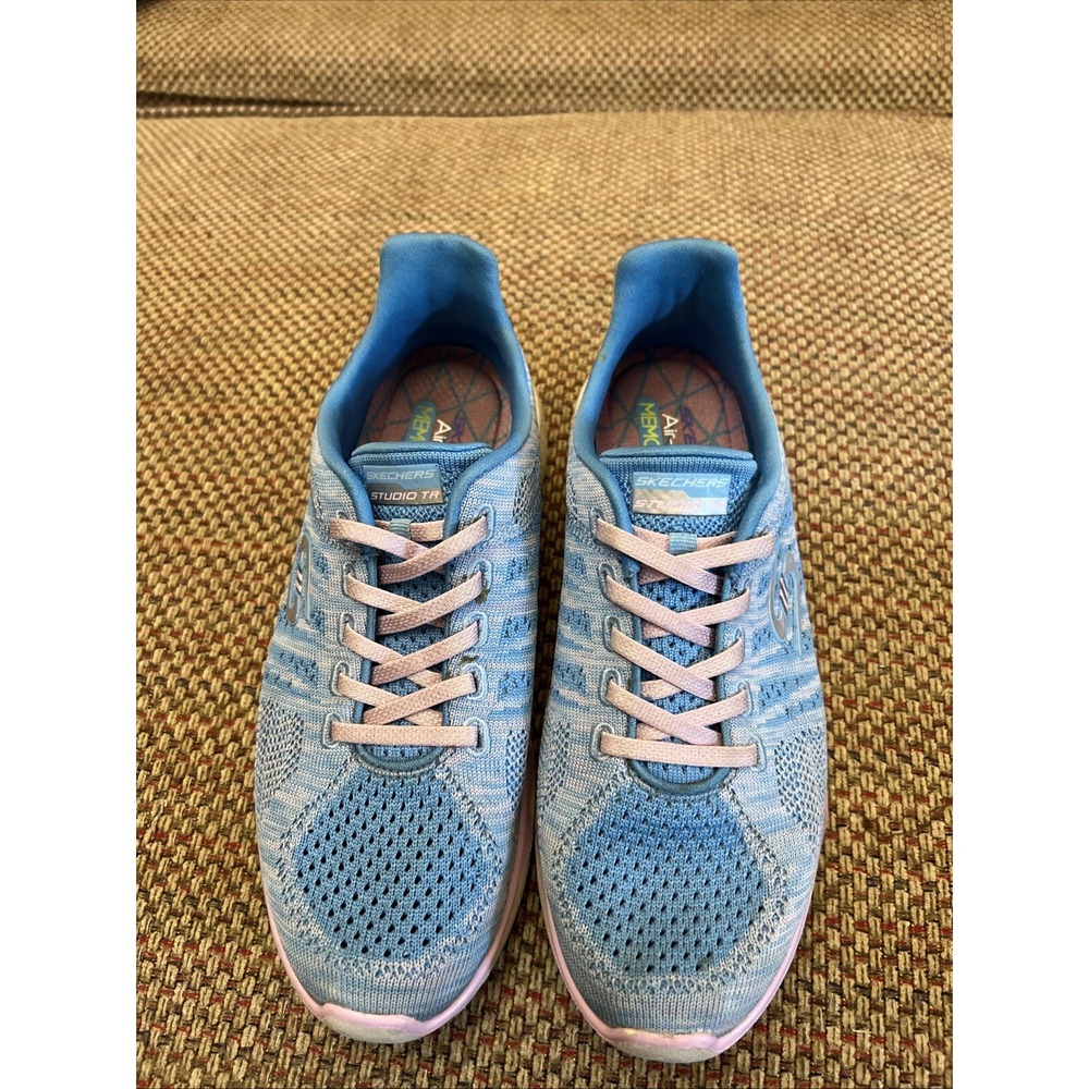 Skechers Studio TR Women 23388 Blue Pink Lace Up Low Top Running Shoes Size 8.5